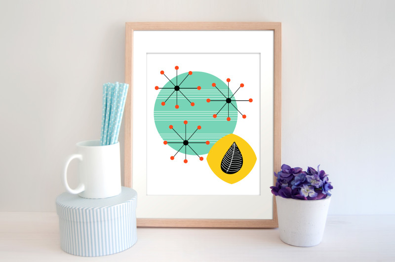 mid-century-pattern-art-print-framed